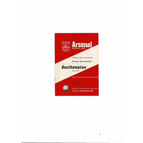 1966/67 Arsenal v Southampton Football Programme