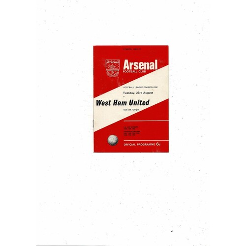 1966/67 Arsenal v West Ham United Football Programme