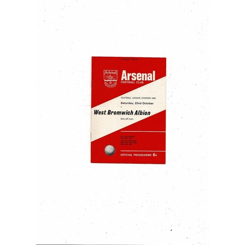 1966/67 Arsenal v West Bromwich Albion Football Programme
