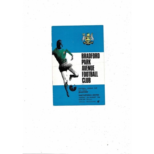 1966/67 Bradford Park Avenue v Hartlepool United League Cup Football Programme