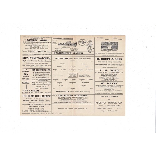 1959/60 Leytonstone v Kingstonian Football Programme