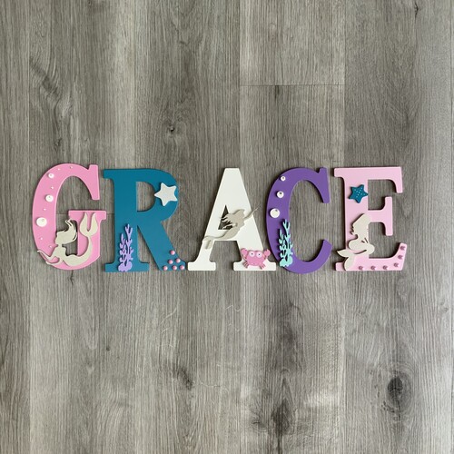 Personalised Mermaid Name Letters – Girls Bedroom & Nursery Wall Decor