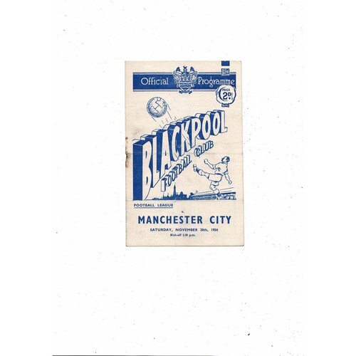 1954/55 Blackpool v Manchester City Football Programme