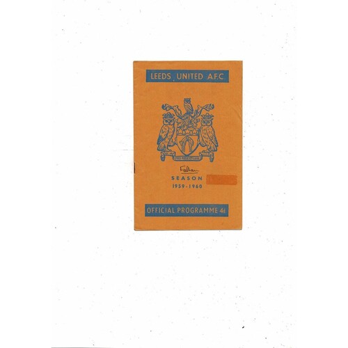 1959/60 Leeds United v Fulham Football Programme
