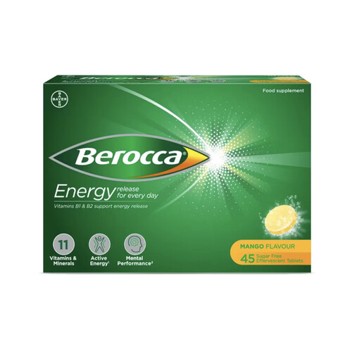 Berocca® Mango Effervescent Tablets Pack of 3 tubes x 15 Tablets