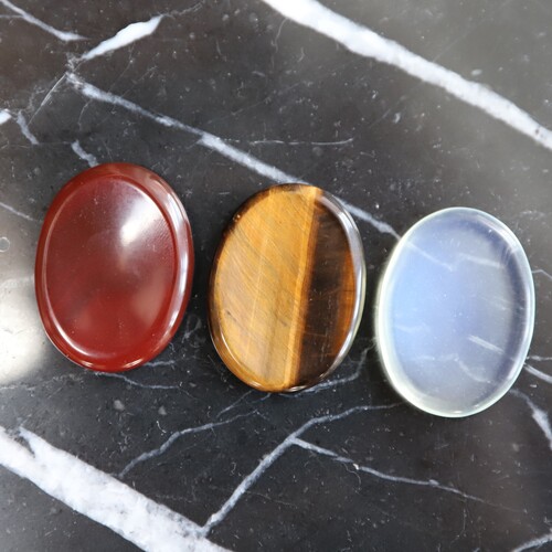 Tigers eye, Opalite & Carnelian Thumbstones
