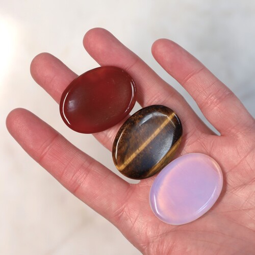 Tigers eye, Opalite & Carnelian Thumbstones