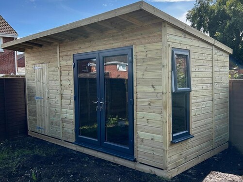 #PVC080 16x8 Pent Summer House Combi