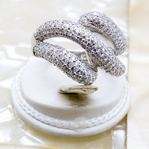 Silver Ring with Zirconia Gem Stones