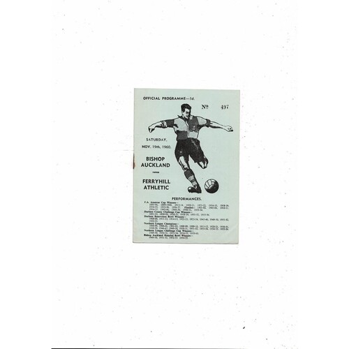 1960/61 Bishop Auckland v Ferryhill Athletic Challenge Cup Football Programme