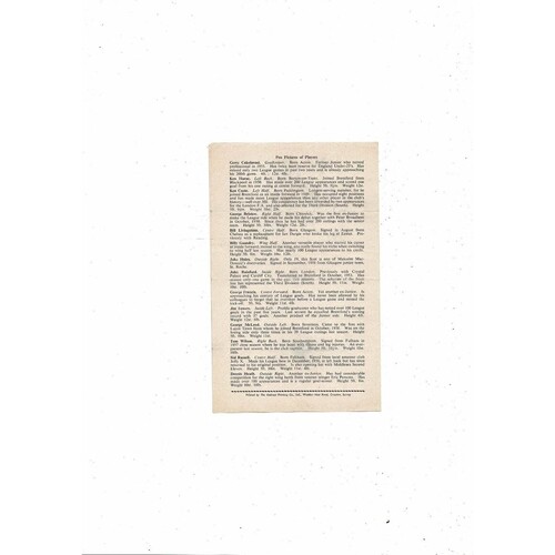 1959/60 Crystal Palace v Brentford Southern Professional Floodlight Cup Football Programme