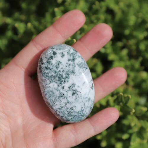 Green Moss Agate Palm Stone