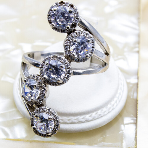 Art Nouveau Style 925 Sterling Silver Ring with Rhodium