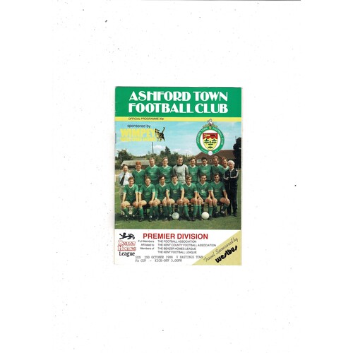 Ashford Town (Kent) v Hastings Town FA Cup Football Programme 1988/89