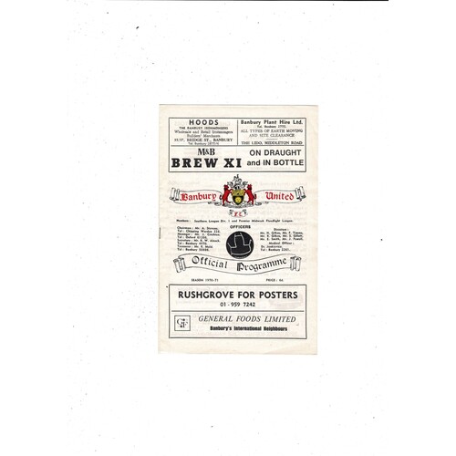 Banbury United v Hereford Town FA Trophy Football Programme 1970/71