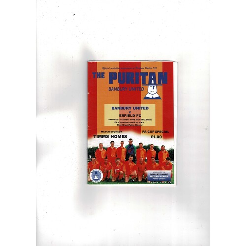 Banbury United v Enfield FA Cup Football Programme 1998/99