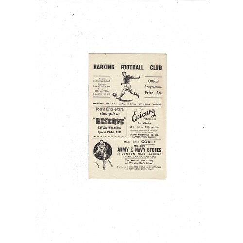 Barking v Tilbury FA Cup Football Programme 1956/57