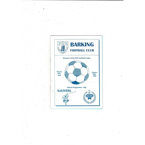 Barking v Arlesey Town FA Cup Football Programme 1997/98
