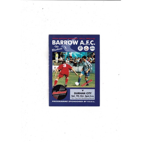 Barrow v Durham City FA Cup Football Programme 1995/96