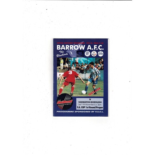 Barrow v Nuneaton Borough FA Cup Football Programme 1995/96