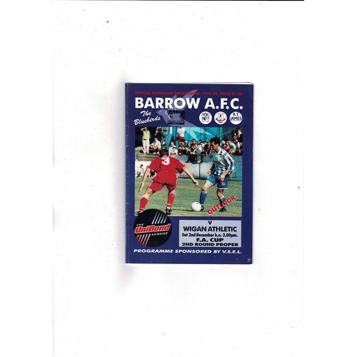 Barrow v Wigan Athletic FA Cup Football Programme 1995/96