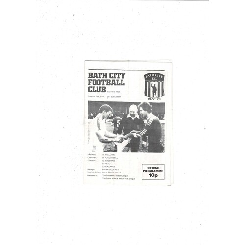 Bath City v Dorchester Town FA Cup Football Programme 1977/78
