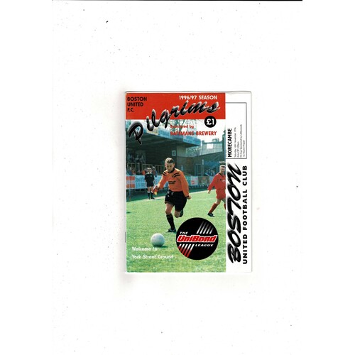 Boston United v Morecombe FA Cup Football Programme 1996/97