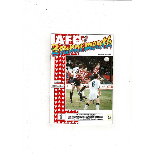 Bournemouth v Nuneaton Borough FA Cup Football Programme 1993/94