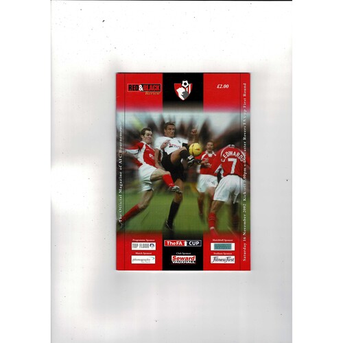 Bournemouth v Doncaster Rovers FA Cup Football Programme 2002/03