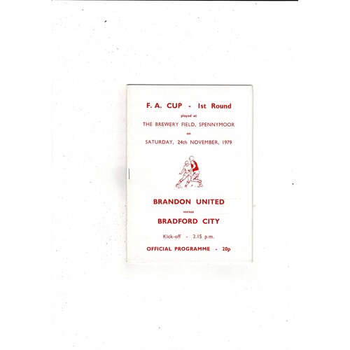 Brandon United v Bradford City FA Cup Football Programme 1979/80