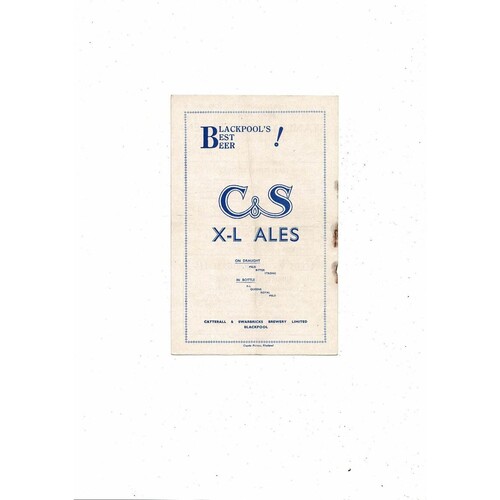 1954/55 Blackpool v Preston Football Programme