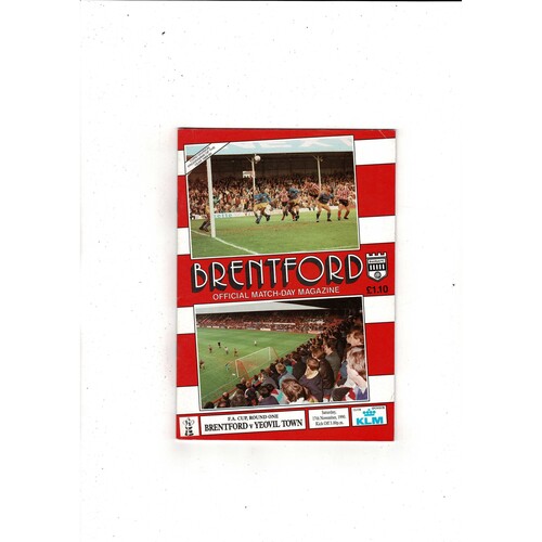 Brentford v Yeovil Town FA Cup Football Programme 1990/91