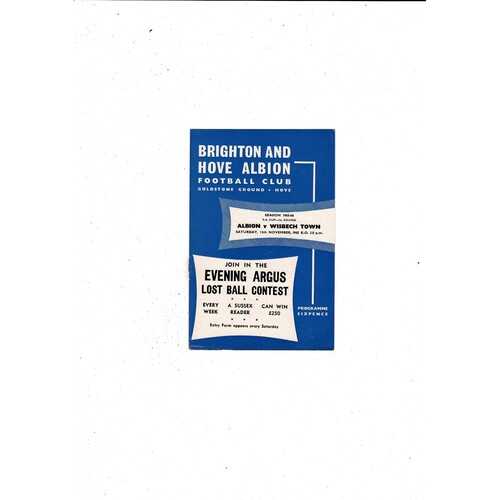 Brighton v Wisbech Town FA Cup Football Programme 1965/66