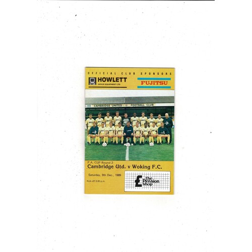 Cambridge United v Woking FA Cup Football Programme 1989/90
