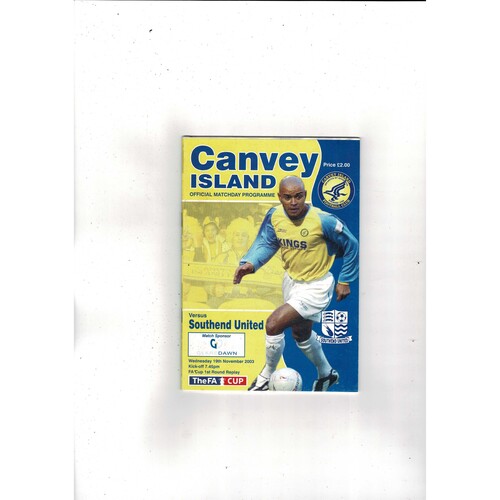 Canvey Island v Southend United FA Cup Football Programme 2003/04