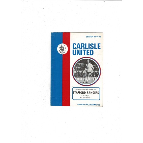 Carlisle United v Stafford Rangers FA Cup Football Programme 1977/78