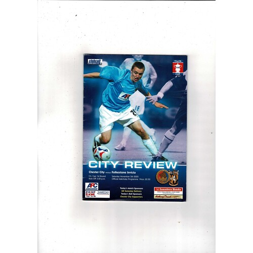 Chester City v Folkstone Invicta FA Cup Football Programme 2005/06