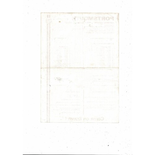 1984/85 Portsmouth v Aldershot Hampshire Professional Cup Football Team Sheet