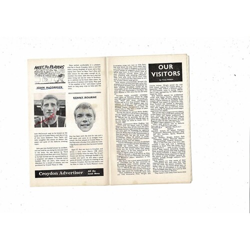 1968/69 Crystal Palace v Aston Villa Football Programme. Many Autographs