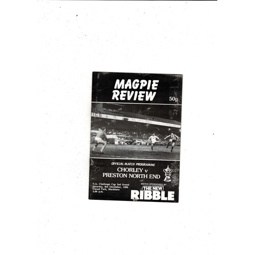 Chorley v Preston FA Cup Football Programme 1986/87 @ Blackburn Rovers