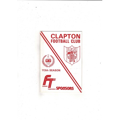 Clapton v Barnet FA Cup Football Programme 1990/91
