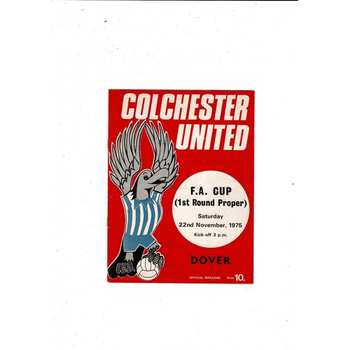Colchester United v Dover FA Cup Football Programme 1975/76