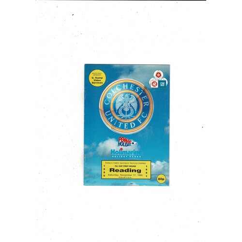 Colchester United v Reading FA Cup Football Programme 1990/91