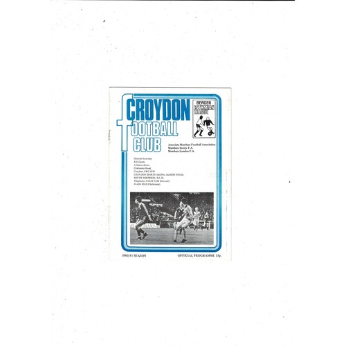Croydon v Gosport Borough FA Cup Football Programme 1980/81
