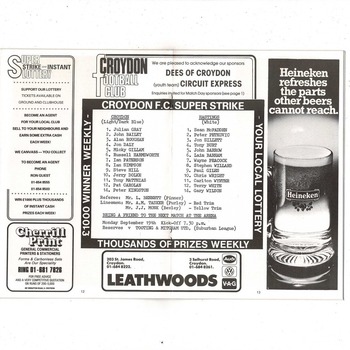 Croydon v Hastings Town FA Cup Football Programme 1988/89