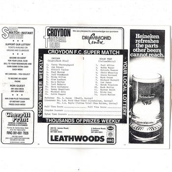 Croydon v Egham FA Cup Football Programme 1990/91 + Press cutting