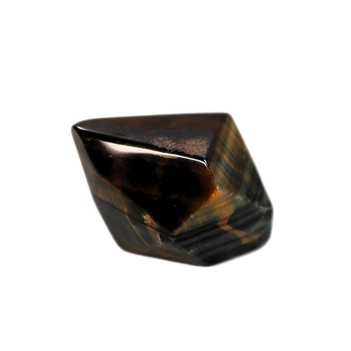 Tigers Eye Palm Stone Faceted sides.