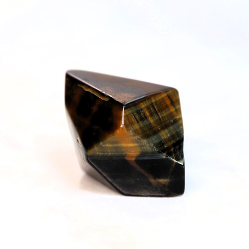 Tigers Eye Palm Stone Faceted sides.