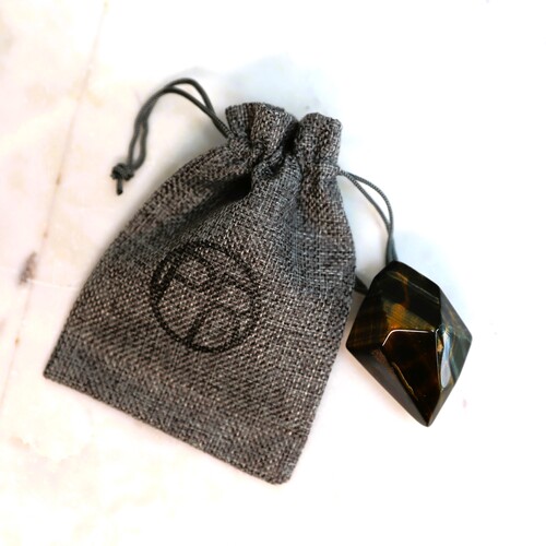 Tigers Eye Palm Stone Faceted sides.