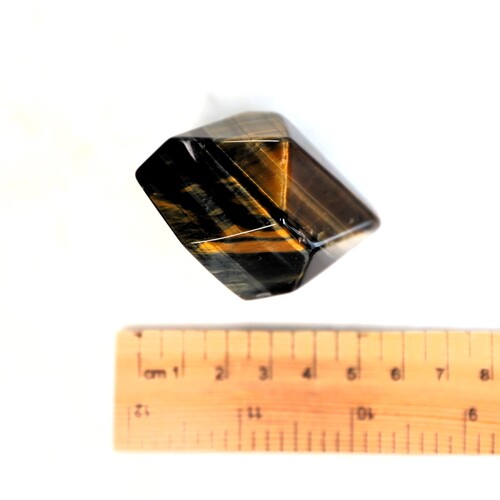 Tigers Eye Palm Stone Faceted sides.